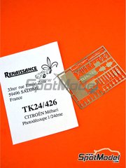 Renaissance Models: Set de mejora y detallado escala 1/24 - Citron Mehari - fotograbados - para las referencias de Heller 80760 y 82702