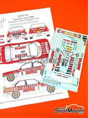 Renaissance Models: Marking / livery 1/24 scale - BMW M3 E30 sponsored by Bastos Motul #1, 9 - Bernard Bguin (FR) + Michel Perrin (FR), Francois Chatriot (FR) + Jean-Jacques 'JJ' Lenne (FR) - Tour de Corse 1988 - water slide decals and assembly instructions - for Beemax Model Kits references B24016 and BX24029