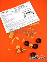 Renaissance Models: Transkit 1/24 scale - BMW M3 E30 Rally Group A - resin parts, rubber parts, turned metal parts and assembly instructions - for Beemax Model Kits references B24007, Aoshima 098196, B24016, B24019 and BX24029