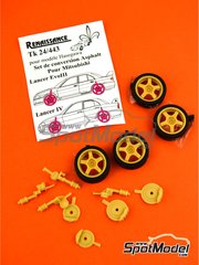 Renaissance Models: Tarmac conversion set 1/24 scale - Mitsubishi Lancer Evo III and Evo IV - resin parts and rubber parts - for Hasegawa references 20310, 20365, 20386 and hsg20386