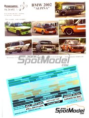 Renaissance Models: Marking / livery 1/24 scale - BMW 2002 sponsored by Alpina - water slide decals - for Hasegawa references 20516, 20756, 21123, HC-23, 21124 and HC-24