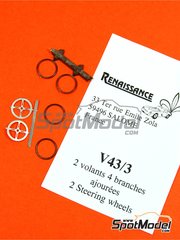 Renaissance Models: Steering wheel 1/43 scale - Steering wheels - Ribbed 4 spokes  - photo-etched parts and plastic parts - 2 units
