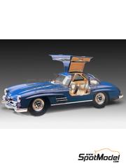 Revell: Car scale model kit 1/24 scale - Mercedes-Benz 300SL 1954 - plastic parts, rubber parts, water slide decals, assembly instructions and painting instructions - 5 x 10ml + 1 x 25gr