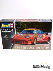 Revell: Car scale model kit 1/24 scale - Porsche 934 Turbo RSR Group 4 Max Moritz Team sponsored by Jgermeister #53 - Helmut Kelleners (DE) - European GT Championship, Nrburgring 300 Kilometres 1976 - plastic parts, rubber parts, water slide decals and assembly instructions