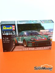 Revell: Car scale model kit 1/24 scale - Porsche 934 Turbo RSR Group 4 Kremer Racing Team sponsored by Vaillant #9 - Robert 'Bob' Wollek (FR) - European GT Championship 1976 - plastic parts, rubber parts, water slide decals and assembly instructions image