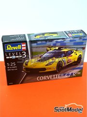 Revell: Car scale model kit 1/25 scale - Chevrolet Corvette C7.R sponsored by Mobil 1 #4 - Oliver Gavin (GB) + Tommy Milner (US) + Marcel F&auml;ssler (CH) - Weather Tech Sports Car Championship 2016 - plastic parts, rubber parts, water slide decals and assembly instructions image