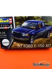 Revell: Car scale model kit 1/25 scale - Ford F-150 XLT 1997 - plastic parts, rubber parts, water slide decals, assembly instructions and painting instructions image