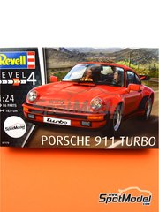 Revell: Car scale model kit 1/24 scale - Porsche 911 930 Turbo 1974 - 1989 - plastic parts, rubber parts, water slide decals, assembly instructions and painting instructions image