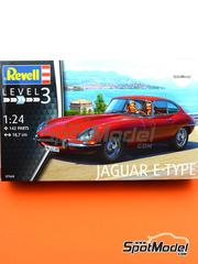 Revell: Maqueta de coche escala 1/24 - Jaguar E-Type Coupe - piezas de plstico, piezas de goma, calcas de agua, manual de instrucciones e instrucciones de pintado