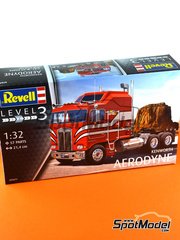 Revell: Truck scale model kit 1/32 scale - Kenworth COE Aerodyne - plastic parts, rubber parts, white metal parts and assembly instructions