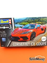 Revell: Car scale model kit 1/24 scale - Corvette C8 Coupe - plastic parts, rubber parts, water slide decals, assembly instructions and painting instructions