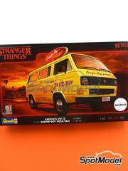 Revell: Van scale model kit 1/25 scale - Volkswagen T3 Bus Stranger Things sponsored by Surfer Boy Pizza - plastic parts, rubber parts, water slide decals, assembly instructions and painting instructions image