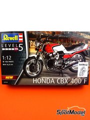 Revell: Motorbike scale model kit 1/12 scale - Honda CBX 400 F 1981 - plastic parts, rubber parts, water slide decals, assembly instructions and painting instructions image
