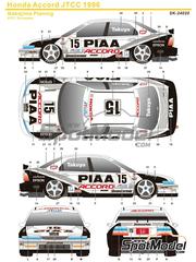 SK Decals: Marking / livery 1/24 scale - Honda Accord VTEC Nakajima Planning Team sponsored by PIAA #15 - Takuya Kurosawa (JP) - Japan Touring Car Championship (JTCC) 1996 - water slide decals and placement instructions - for Tamiya reference TAM24174