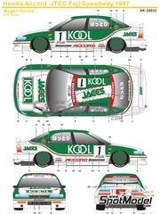 SK Decals: Decoracin escala 1/24 - Honda Accord VTEC Equipo Mugen Honda patrocinado por Jaccs, Kool N 1 - Naoki Hattori (JP) - Campeonato Japones de Turismos (JTCC) 1997 - mscaras de pintura, calcas de agua e instrucciones de colocacin - para las referencias de Tamiya TAM24174, TAM24180 y TAM24183