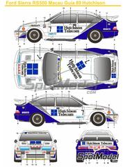 SK Decals: Marking / livery 1/24 scale - Ford Sierra RS500 Group A sponsored by Hutchison Telecom #7 - Andy Rouse (GB) - Guia Race of Macau 1989 - resin parts, water slide decals and placement instructions - for Tamiya references TAM24080 and TAM24081