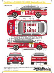 SK Decals: Decoracin escala 1/24 - Ford Sierra RS500 Grupo A Equipo Eggenberger patrocinado por Bastos N 1, 2 - Gianfranco Brancatelli (IT) + Win Percy (GB) + Bernd Schneider (DE), Frank Biela (DE) + Eddy Joosen (BE) + Thomas Lindstrm (SE) - 24 Horas de SPA Francorchamps 1989 - calcas de agua, manual de instrucciones y calcas de sponsors de tabaco - para las referencias de Tamiya TAM24080 y TAM24081