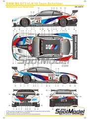 SK Decals: Marking / livery 1/24 scale - BMW M6 GT3 Schnitzer Shell Team #42 - VLN N&uuml;rburgring Endurance Series 2018 - water slide decals and assembly instructions - for Nunu references PN24001, PN24003, PN24008, NU-24008, PN24027 and NU24027 image
