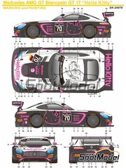 SK Decals: Marking / livery 1/24 scale - Mercedes AMG GT3 sponsored by Hello Kitty #70 - Blancpain GT Series 2017 - water slide decals, other materials and assembly instructions - for Tamiya references TAM24345 and TAM24350 image
