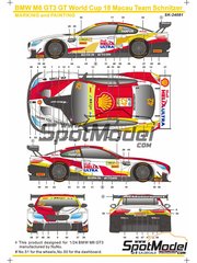 SK Decals: Decoraci�n escala 1/24 - BMW M6 GT3 Equipo Schnitzer Shell N� 42 - Augusto Farfus (BR) - Macau FIA GT World Cup Championship 2018 - calcas de agua y manual de instrucciones - para las referencias de Nunu PN24001, PN24002, PN24003, PN24008, NU-24008, PN24027 y NU24027