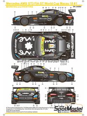 SK Decals: Marking / livery 1/24 scale - Mercedes Benz AMG GT3 GruppeM Racing Team #1 - Edoardo Mortara (IT) - Macau FIA GT World Cup Championship 2018 - water slide decals and assembly instructions - for Tamiya references TAM24345 and TAM24350