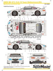 SK Decals: Decoraci�n escala 1/24 - BMW M6 GT3 Equipo Walkenhorst Motorsport N� 34 - Christian Krognes (NO) + David Pittard (GB) + Rudi Adams (DE) - VLN N�rburgring Endurance Series 2018 - calcas de agua y manual de instrucciones - para las referencias de Nunu PN24001, PN24002, PN24003, PN24008, NU-24008, PN24027 y NU24027
