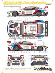 SK Decals: Decoraci�n escala 1/24 - BMW M6 GT3 Equipo RLL N� 25 - Bill Auberlen (US) + Alexander Sims (GB) + Kuno Wittmer (CA) - Petit Le Mans 2017 - calcas de agua y manual de instrucciones - para las referencias de Nunu PN24001, PN24002, PN24003, PN24008, NU-24008, PN24027 y NU24027