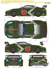 SK Decals: Marking / livery 1/24 scale - Liberty Walk LB Works Nissan R35 GT-R Ver.2 Zero Fighter sponsored by Fnazt - water slide decals and placement instructions - for Aoshima references 05590, 055908, 55908, 55915, 05591 and 55922