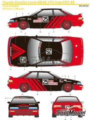 SK Decals: Marking / livery 1/24 scale - Toyota Corolla Levin AE92 Group A Advan Team #25 - Kazuo Mogi (JP) + S. Obata (JP) - JTC InterTEC championship Fuji Speedway 1989 - water slide decals, assembly instructions and painting instructions - for Beemax Model Kits references B24010 and Aoshima 098240, or Nunu references PN24016 and PN-24016 image