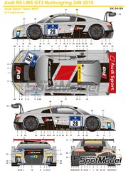 SK Decals: Marking / livery 1/24 scale - Audi R8 LMS GT3 Audi Sport Team #28 - 24 Hours Nrburgring 2015 - water slide decals, assembly instructions and painting instructions - for Nunu references PN24004, NU-24004, PN24004, NUNPN24004, PN24024, PN-24024, PN24024-UNBOX, PN24028 and NU24028
