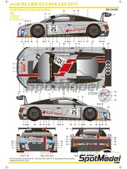 SK Decals: Marking / livery 1/24 scale - Audi R8 LMS GT3 Audi Sport Sainteloc Team #25 - Christopher Haase (DE) + Jules Gounon (FR) + Markus Winkelhock (DE) - Total 24 hours of Spa 2017 - water slide decals, assembly instructions and painting instructions - for Nunu references PN24004, NU-24004, PN24004, NUNPN24004, PN24024, PN-24024, PN24024-UNBOX, PN24028 and NU24028 image