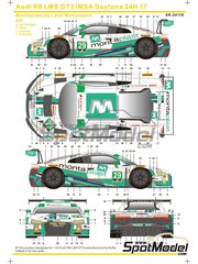 SK Decals: Marking / livery 1/24 scale - Audi R8 LMS GT3 Land Motosport Team sponsored by Montaplast #29 - Connor De Phillippi (US) + Jules Gounon (FR) + Christopher Mies (DE) + Jeffrey Schmidt (CH) - 24 Hours of Daytona 2017 - water slide decals, assembly instructions and painting instructions - for Nunu references PN24004, NU-24004, PN24004, NUNPN24004, PN24024, PN-24024, PN24024-UNBOX, PN24028 and NU24028