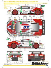 SK Decals: Marking / livery 1/24 scale - Audi R8 LMS GT3 Stevenson Motorsports Team #57 - Lawson Aschenbach (US) + Andrew Davis (US) + Robin Liddell (GB) + Matt Bell (US) - Rolex 24 Hours of Daytona 2017 - water slide decals, assembly instructions and painting instructions - for Nunu references PN24004, NU-24004, PN24004, NUNPN24004, PN24024, PN-24024, PN24024-UNBOX, PN24028 and NU24028
