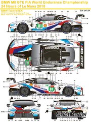 SK Decals: Marking / livery 1/24 scale - BMW M8 GTE MTEK Team sponsored by Panasonic #81, 82 - Martin Tomczyk (DE) + Nicky Catsburg (NL), Augusto Farfus (BR) + Alexander Sims (GB) - 24 Hours Le Mans 2018 - water slide decals, assembly instructions and painting instructions - for Nunu references PN24010, NU-24010, PN24036 and NU-24036