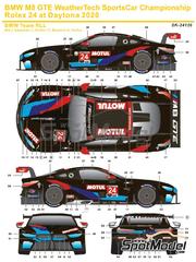 SK Decals: Marking / livery 1/24 scale - BMW M8 GTE BMW RLL Team sponsored by Motul #24 - John Edwards (US) + Jesse Krohn (FI) + Augusto Farfus (BR) + Chaz Mostert (AU) - Weather Tech Sports Car Championship, Rolex 24 Hours of Daytona 2020 - water slide decals and assembly instructions - for Nunu references PN24010, NU-24010, PN24036 and NU-24036