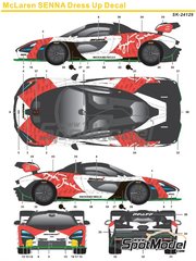SK Decals: Marking / livery 1/24 scale - McLaren Senna sponsored by Richard Mille #12 - water slide decals, assembly instructions and painting instructions - for Tamiya references TAM24355, T24355 and TAM24355ST