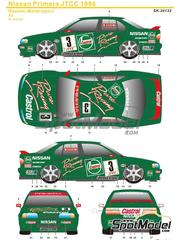 SK Decals: Marking / livery 1/24 scale - Nissan Primera Hasemi Motorsport Team sponsored by Castrol, Unisia Jecs #3, 7 - Masahiro Hasemi (JP) - Japan Touring Car Championship (JTCC), Guia Race of Macau 1994 - water slide decals and placement instructions - for Tamiya references TAM24142 and TAM24147