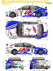 SK Decals: Decoracin escala 1/24 - BMW 320i E46 Equipo BMW Team UK N 1 - Andy Priaulx (GB) - Campeonato del Mundo de Turismos (WTCC) 2005 - calcas de agua, manual de instrucciones e instrucciones de pintado - para las referencias de Nunu PN24033, NU-24033, PN24033.OUTLET, PN24047 y NU-24047