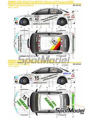 SK Decals: Decoracin escala 1/24 - BMW 320i E46 Equipo BMW Team Germany N 42, 15 - Jrg Mller (DE) - Campeonato del Mundo de Turismos (WTCC), Guia Race de Macau 2005 - calcas de agua, manual de instrucciones e instrucciones de pintado - para las referencias de Nunu PN24033, NU-24033, PN24033.OUTLET, PN24047 y NU-24047