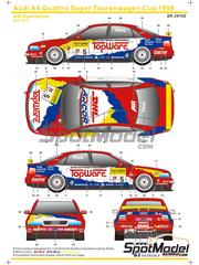 SK Decals: Decoracin escala 1/24 - Audi A4 Quattro  Equipo Abt Sportsline patrocinado por DHL Topware N 5, 18, 45 - Emanuele Pirro (IT), Christian Abt (DE), Frank Biela (DE) - Campeonato Alemn de Super Turismos (STW - Super Tourenwagen Cup) 1998 - calcas de agua y manual de instrucciones - para la referencia de Nunu PN24035