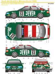 SK Decals: Decoracin escala 1/24 - Audi A4 Quattro Equipo AZK Phoenix patrocinado por Jever N 14, 15, 53, 54 - Michael Bartels (DE), Arnd Meier (DE), Michael Bartels (DE), Max Angelelli (IT) - Guia Race de Macau, Campeonato Alemn de Super Turismos (STW - Super Tourenwagen Cup) 1999 - calcas de agua y manual de instrucciones - para las referencias de Nunu PN24035 y PN24035-UNBOX
