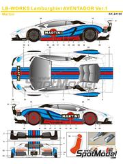 SK Decals: Marking / livery 1/24 scale - Lamborghini Aventador Liberty Walk LB Works Version 1 Martini - water slide decals and placement instructions - for Aoshima reference AOSH-059890