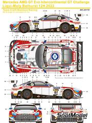 SK Decals: Marking / livery 1/24 scale - Mercedes AMG GT3 Evo Craft-Bamboo Racing Team sponsored by Evisu, Tarmac Works #91 - Maro Rene Engel (DE) + Daniel Juncadella (ES) + Kevin Tse (MO) - 12 hours Bathurst 2022 - water slide decals and placement instructions - for Tamiya references TAM24345 and TAM24350
