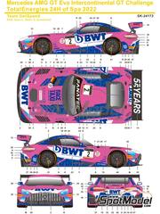 SK Decals: Marking / livery 1/24 scale - Mercedes AMG GT3 Evo GetSpeed Team sponsored by BWT #2 - Maximilian Gtz (DE) + Steijn Schothorst (NL) + Luca Stolz (DE) - TotalEnergies 24 hours of Spa 2022 - water slide decals and placement instructions - for Tamiya references TAM24345 and TAM24350