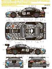 SK Decals: Marking / livery 1/24 scale - Mercedes AMG GT3 Evo Madpanda Motorsport Team sponsored by GI Grupo Indi #90 - Rik Breukers (NL) + Ezequiel Prez Companc (AR) + Patrick Kujala (FI) + Ricardo Sanchez (MX) - TotalEnergies 24 hours of Spa 2021 - water slide decals and placement instructions - for Tamiya references TAM24345 and TAM24350