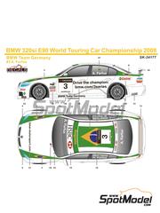 SK Decals: Marking / livery 1/24 scale - BMW 320si E90 BMW Germany Team sponsored by Castrol #3 - Augusto Farfus (BR) - World Touring Car Championship (WTCC) 2008 - water slide decals and placement instructions - for Nunu references PN24037, NU-24037 and PN24037-UNBOX