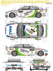 SK Decals: Decoracin escala 1/24 - BMW 320si E90 Equipo BMW UK patrocinado por Watsons Water N 1 - Andy Priaulx (GB) - Guia Race de Macau 2006 - calcas de agua e instrucciones de colocacin - para las referencias de Nunu PN24037, NU-24037 y PN24037-UNBOX
