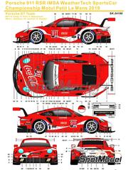SK Decals: Marking / livery 1/24 scale - Porsche 911 GT3 RSR Porsche GT Team sponsored by Coca Cola #911, 912 - Patrick Pilet (FR) + Nick Tandy (GB) + Frdric 'Mako' Makowiecki (FR), Laurens Vanthoor (BE) + Mathieu Jaminet (FR) + Earl Bamber (AU) - Petit Le Mans, IMSA WeatherTech SportsCar Championship 2019 - water slide decals and placement instructions - for Nunu reference PN24040