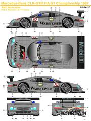 SK Decals: Marking / livery 1/24 scale - Mercedes Benz CLK-GTR AMG Mercedes Team sponsored by D2, Warsteiner, CLK Sportwear #10, 11, 12 - Alessandro Nannini (IT) + Marcel Tiemann (DE), Aguri Suzuki (JP) + Bernd Schneider (DE) + Alexander Wurz (AT), Bernd Maylnder (DE) + Klaus Ludwig (DE) - FIA GT Championship 1997 - water slide decals and placement instructions - for Tamiya references TAM24195, TAM24201, TAM24206 and TAM24214