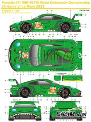 SK Decals: Marking / livery 1/24 scale - Porsche 911 RSR-19 Project 1-AO Team #56 - Matteo Cairoli (IT) + Gunnar Jeannette (US) + Phillip Jeffrey Hyett (US) - 24 Hours Le Mans 2023 - water slide decals and placement instructions - for Nunu reference PN24040